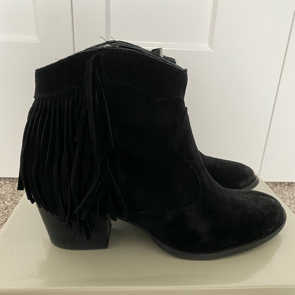 Marc Fisher black suede booties.